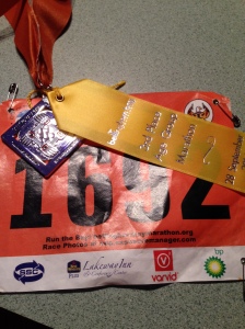 Bellingham Bay Marathon, Finisher Medal and 4th place ribbon (in my age group)